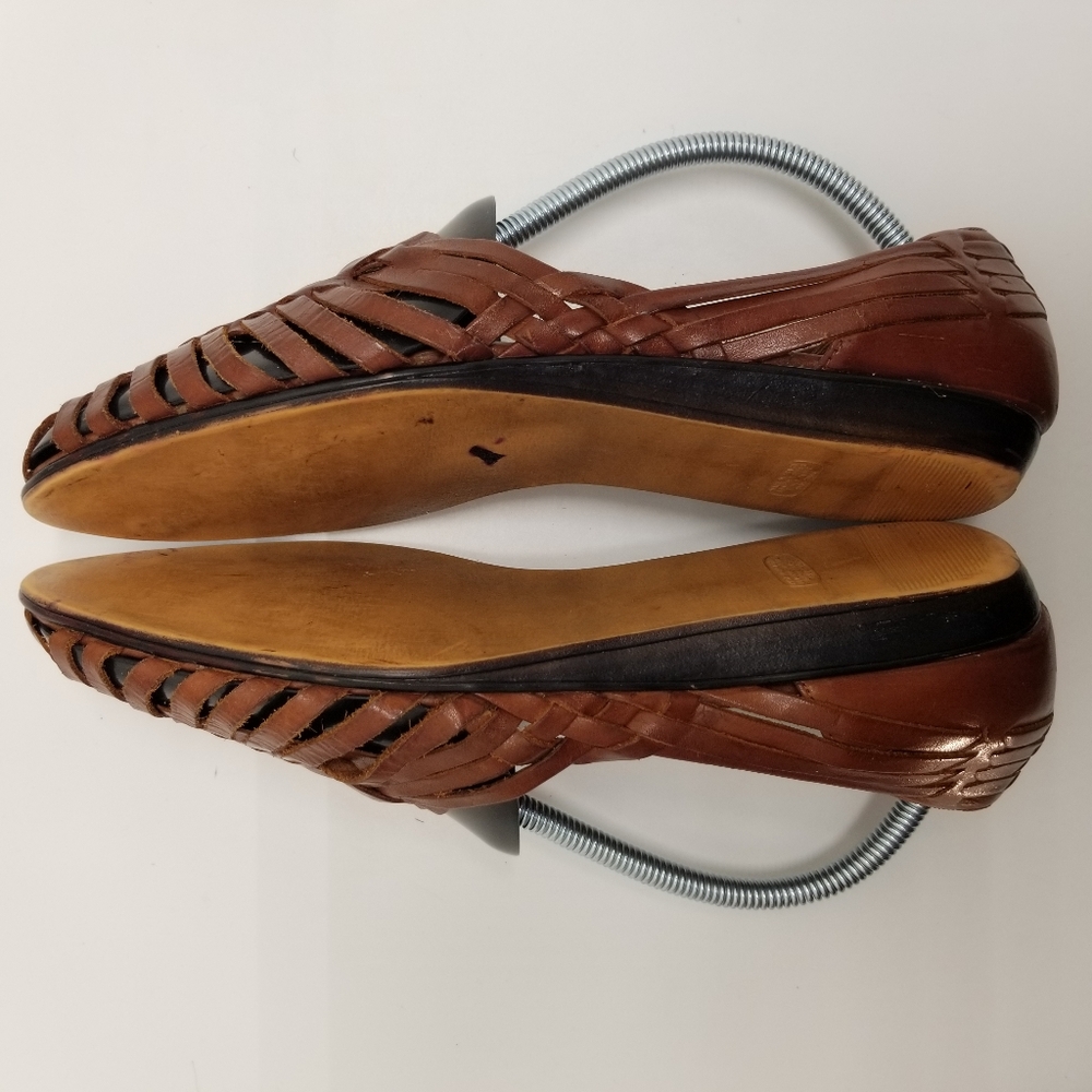 Naturalizer Womans Size 10N Brown Leather Loafer Slip On Basket Weave - Picture 4 of 13